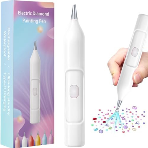 Lápiz eléctrico fora pintura de diamantes, kit inalámbrico de aspiradora fora diamantes, sin cera, accesorios fora arte con USB-C, ideal fora adultos, regalos fora mujeres y niñas