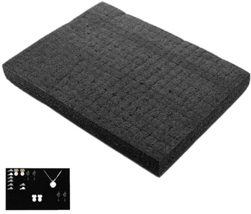 Angoily Inserto de Espuma para Caja de Joyería 330X250X50 MM Almohadilla Negra para Anillos y Pendientes Bandeja de Espuma Protectora para Exhibidor y Organizador de Joyas