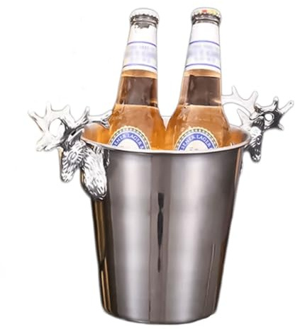 Isbehållare, Rostfritt stål ishink med handtag, flerfärgad, 3 liter, 5, for fester(Silver,5L)