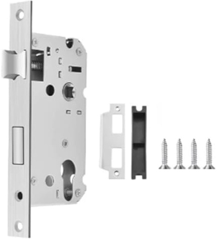 FACAIIO Ressort léger pour serrure de porte avec finition argentée, serrure cylindrique en acier inoxydable pour chambre à coucher et portes en bois