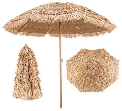 Toldo De Plástico For Sombrilla De Paja, Sombrilla For Exteriores, con Botón De Inclinación/manivela, For Jardín, Terraza, Patio Trasero, Piscina, Turquesa(2m/6.5ft)