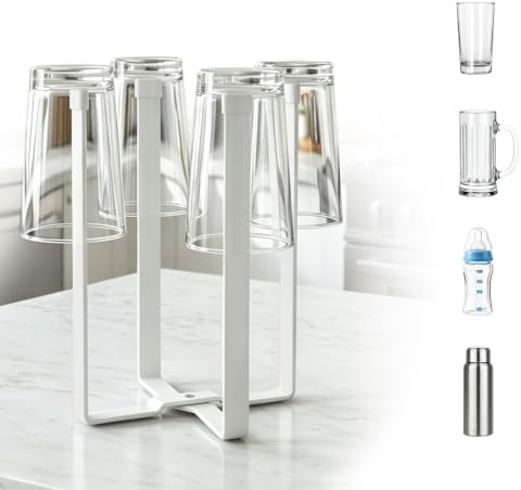 Faltbares Flaschen Flaschen Abtropfständer- Platzsparend & Stabil Weiß | Küche Flaschenständer Zum Abtropfen Sodastream Glasflasche Küche Aufbewahrung & Organisation