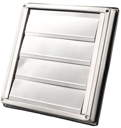 SageFurned Cubierta de ventilación de acero inoxidable 304 con rejilla antirretorno, extractor de pared resistente a la intemperie para secadora, baño, cocina, plateado (100 mm)