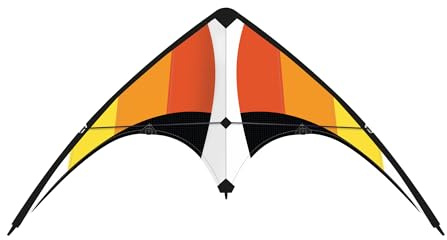 Günther Flugspiele 1086 - Sportlenkdrachen Fire Loop, ca. 100 x 56 cm, Drachen aus robustem Ripstop-Polyester, für Kinder ab 8 Jahren, inkl. hochwertigen Schnüren auf 2 Seilhaspeln