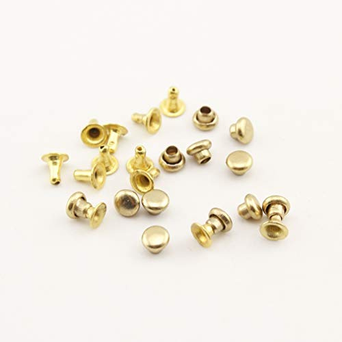3mm en laiton massif double rivets plats, rivets à main rivets à pics rivets en cuir pour la fabrication de sacs, vêtements, chaussures. doré H7