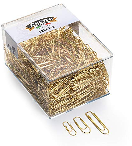 Ära Löwenklammern Gran Mix gemischte Größen in transparenter Box, 500 g, Messing