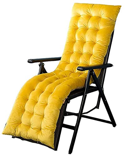 Gartenstuhlauflage Indoor Outdoor Stuhlauflagen Hochlehner-Auflage Kristall Samt Terrasse Sessel Deckchair Liege Rocking Stuhl Pad (Yellow 18X61X4Inch)