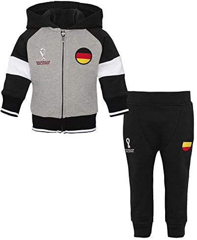 FIFA 2022-Allemagne Survêtement Officiel de la Coupe du Monde 2022, Noir/Gris/Blanc, 9 Mois Mixte bébé