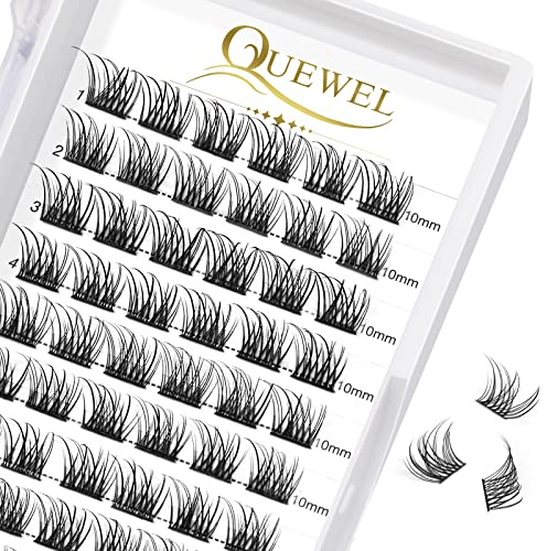 QUEWEL Einzelne Wimpern Cluster Lashes C Curl 10mm Segment Breit Fundament für Augen Make-up DIY Wimpernverlängerung (Natürlich-C-10mm)
