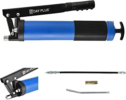 Viaka Mini Grease Gun with Hard Pipe 150 * 1.0mm and Hose 8 * 25cm, Manual Grease Gun with 10000 PSI, Cordless Grease Gun Tool