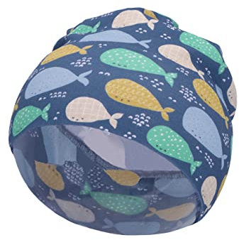 Sterntaler Baby Jungen Beanie Baby Slouch-Beanie Wale - Beanie Baby, Kinderbeanie - aus Jersey Baumwolle mit Print - mittelblau, 55