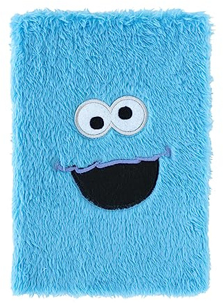 Grupo Erik A5 Notebook Hardback - Sesame Street Cookie Monster Gifts | Plush Cover, Bullet Journal Dotted Note Book, Dotted Notebook A5 Sketchbook | Cute Stationery Gifts