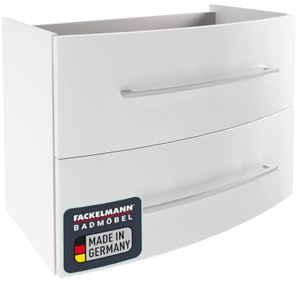 FACKELMANN Waschbeckenunterschrank Verona – Hochwertiger Waschtischunterschrank in Weiß-Hochglanz – Unterschrank Hängend, Made in Germany, 79,4 x 57,5 x 45,5 cm