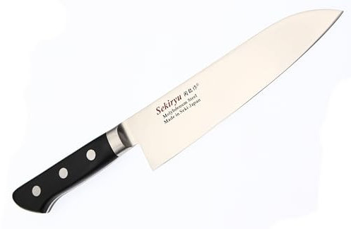 COCKTAIL7 Cuchillo Japonés Profesional Santoku Acero Molibdeno Hoja 18 cm, Cuchillos de Cocina Hecho en Japón