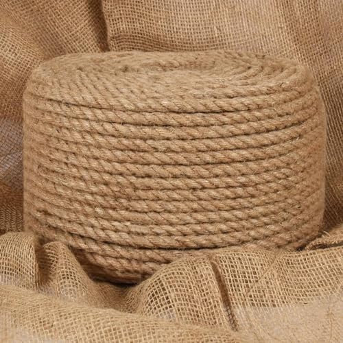 ZEYUAN Juteseil 50 m Länge 12 mm Stärke, Sisalseil, Pflanzenbinder, Baumpfahl, Baumstütze, Bindfaden Garten Reißfest, Hanfseil Gewebt, Garn Dickes Seil Kordel
