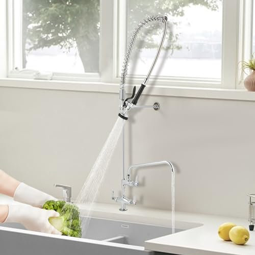 Ausziehbarer Industrie-Wasserhahn | Armatur für Küchenspüle | Hand-Multifunktionssprühventil | Gastronomie mit schwarzer Handbrause und Einhebelmischer | Mischbatterie