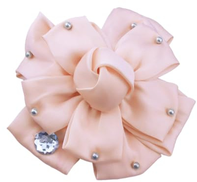 120mm Grande Broche En Forme De Fleur Avec Nœud Délicat En Zircon, Vintage, Faite à La Main,En Tissu, Pour Fête De Mariage, Pour Femme,Robe,Costume, Vêtements,Accessoires,Bijoux,Cadeaux (rose)