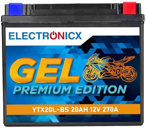 Electronicx GEL YTX20L-BS Batteria Moto 12V 20Ah 270A – Starter compatto, sigillato e senza manutenzione – Resistente alle vibrazioni, pronta all’uso – per moto, scooter, quad, ATV e motoslitte