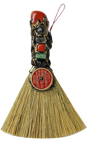SVCEQZE Scopa di, Scopa di strega di - Ornamento per porta scopa gemma | Scopa in naturale Feng Shui, scopa da strega per l'arredamento della camera da letto, piccola scopa da altare