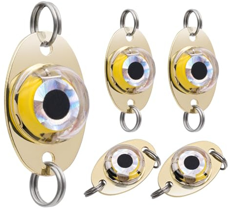 DUNKTEAM LED Underwater Fishing Lures，LED Lighted Bait Flasher，Deep Drop Fishing Lures，Fish Eye Attractive Light Bait Lure Lamp 5PCS