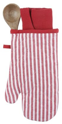 Set righe natalizio guanto, strofinaccio e cucchiaio