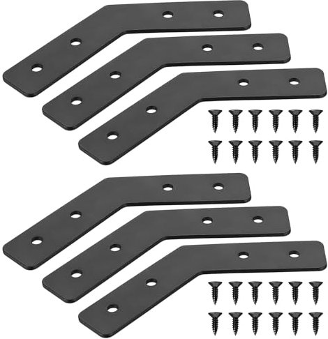 6 Pcs Piastre Staffa Piatta Forata 135 Gradi, Staffa Angolare Piatte, Piastre di Giunzione Piatta, Connettori Piatti per Riparazione per Fissaggio Tavolo Sedia Mobili, Nero/135 Gradi