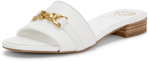 Vince Camuto Women's Maxine Banded Buckle Slide Sandal, Bianco, 11