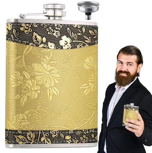 Fiaschetta per liquori, borraccia per liquori, fiaschetta da 8 oz con imbuto | Bottiglia portatile scintillante per liquori a prova di perdite per whisky