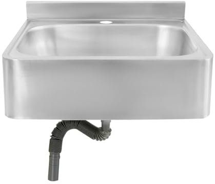 Lavabo de pared de acero inoxidable, 48 x 39 x 20 cm, lavabo de mano, fregadero de pared para caravanas, bares, hoteles, cafeterías (sin grifo)