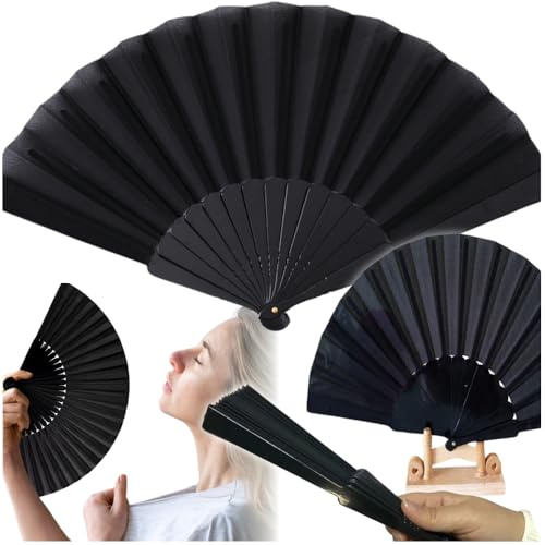 ZOLTA Fächer Schwarz Faltbar Flamenco Tanz Zubehör – Spanischer Handfächer Elegant 43 cm – Retro Stil Japanisch Theater Requisite Damen Sommer Geschenk – Bühnenauftritt Kostüm Requisit