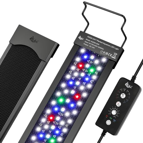 AQQA Aquarium LED Beleuchtung,60W Vollspektrum Aquarium Licht mit 24/7 Modus & DIY Modus,Einstellbarer Timer Helligkeit Aquarium Lampe,Speicherfunktion,Aquarium Pflanzenlicht für 100-120cm