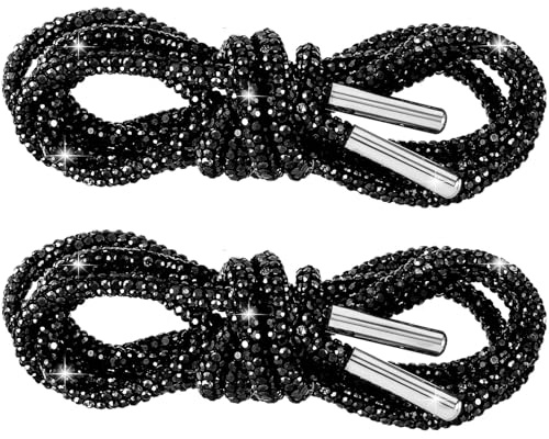 Frundoo 2 Stück Glitzer Schnürsenkel, Strass Schnürsenkel 120cm, Diamant Seilriemen für Kapuze Seil Turnschuhe Laufschuhe Hoodie Bekleidungszubehör