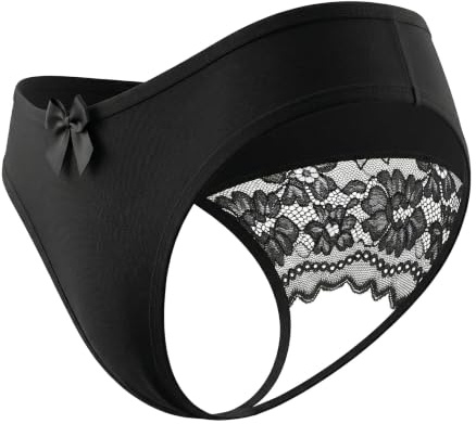 Eagerlove String Ouvert Sexy Femme Culotte Dentelle Slip Tanga Dessous | Sous-Vêtement,Lingerie Sexy Hot Ouverte,Culotte Fendue,Compatible Leggings,Robes,Jeans,Idéal Soirées Rendez‑vous
