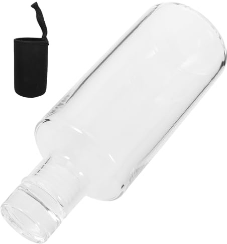 VINTORKY Bouteille de Jus en Verre Transparent 300 Ml, Bouteille D'eau Portable en Verre Borosilicaté avec Couvercle Anti-fuite, pour Boissons Quotidiennes, Jus et Lait, Usage Mobile