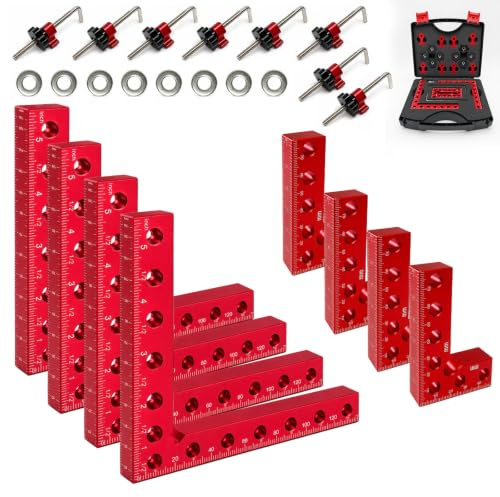 Juego de 8 abrazaderas esquina 90°140mm+80mm carpintería bricolaje