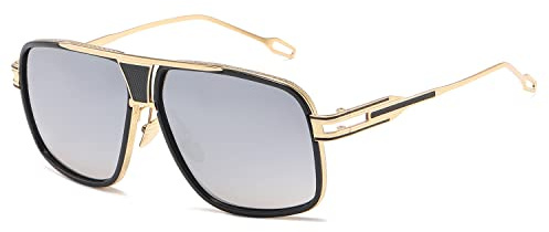 kimorn Sonnenbrille für Herren Retro Goggle Metallrahmen Classic Eyewear AE0336