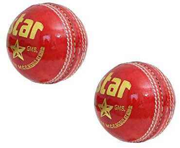 CW Star Red Cricket Toruament Qualitätsbälle Schlagball College Match 2 Stück Lederbälle
