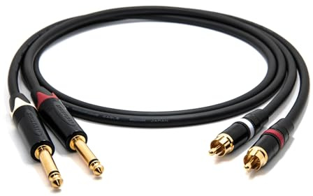 enoaudio Mogami 2534 Quad Câble Paire (L,R) Stéréo Professionnel | Neutrik Gold RCA – 6,3mm TS | HiFi - 10 m