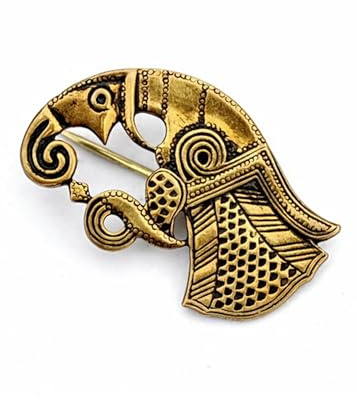 Battle-Merchant Wikinger Rabenfibel Gotland Gewandschließe Mystische Brosche Wikinger Gewandschmuck Fibel (Silber linksschauend)