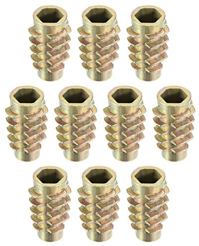 sourcing map Écrous Fileté Insert Vis Zinc Alliage Hex Tête M6 Filetage Interne 20mm Long Pour Meuble Bois 10pcs