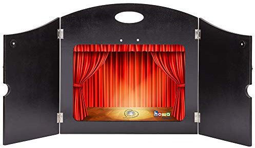 howa 4 in 1 Kamishibai Erzähltheater Schattentheater Figurentheater Holz für DIN A3 Bildkarten, mit Adapter für DIN A4, seitlicher Einschub, offene Rückwand 7504