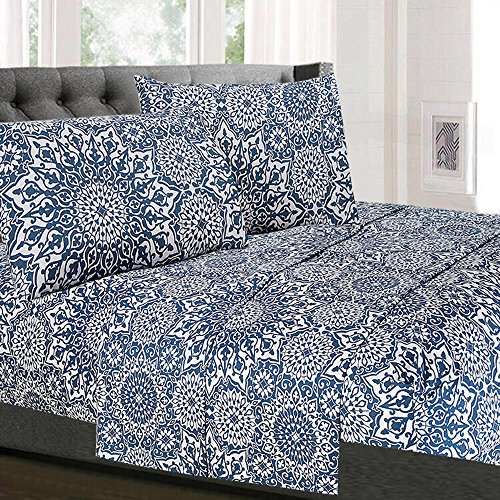 Sweet Home Collection Set di biancheria da letto di lusso con lenzuolo con angoli, 2 federe, in microfibra, Oasis, completo