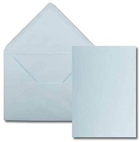 FarbenFroh by GUSTAV NEUSER 25 Stück Karte mit Umschlag Set - Einzel-Karten Din A5-14,8 x 21 cm hellblau mit Brief-Umschlägen Din C5-15,4 x 22 cm hellblau - Nassklebung