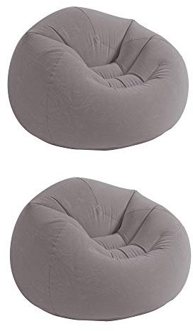 Intex Inflatable Contoured Corduroy Beanless Bag Lounge Chair, Gray (2 Pack)