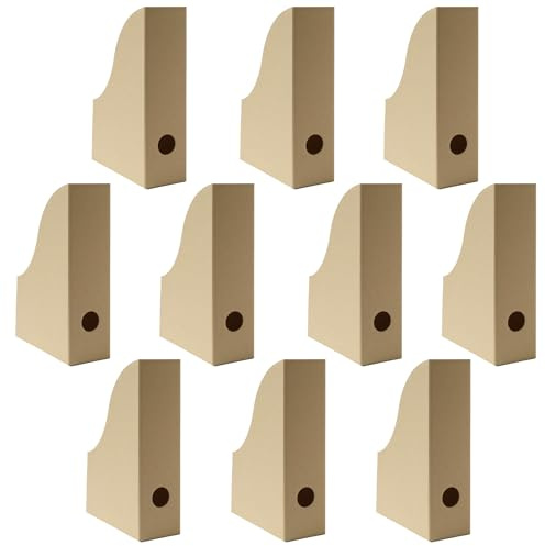 10 x PresentFill®️ Stehsammler Natur Zeitschriftensammler Stehordner für DIN A4 Format aus umweltfreundlichen 100% Recycling Karton - Made in Germany für Schreibtisch, Archiv und Aufbewahrung
