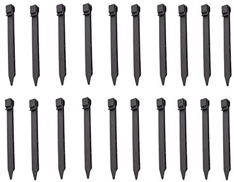 MEETOZ Lot de 30 piquets de sol en plastique pour bordures de jardin, tente, piquets de tente, piquets de branches de fruits (noirs), compatibles avec la plupart des marques
