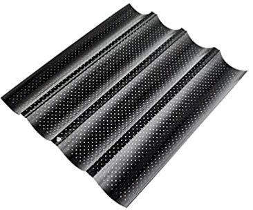 LaoZan Baguette-Backblech Baguette Blech Baguette Backform Baguetteblech Antihaftbeschichtung Baguettes (Schwarz#1,38 * 33 * 2.4cm)