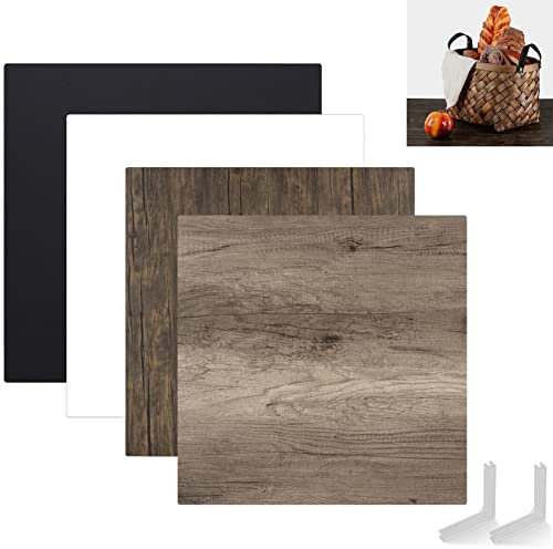 Goshoot 2PCS Food Photography Backdrop Background Boards 60x60CM Photo Studio White Black Leather Wood Texture Double Sided Kit Set for Product Props Flat Lay Tabletop Jewelry Cosmetics Shooting