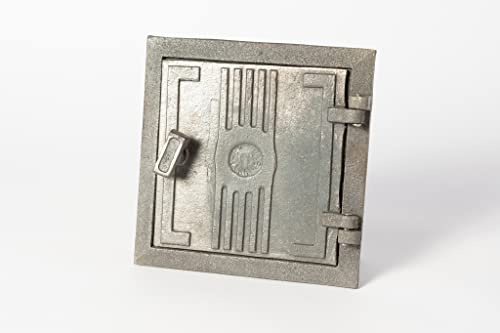SEZAM Revisionstür für Öfen aus Gusseisen 17 x 3,5 x 17 cm, Kamintür - Klappe - Räumungstür, für Backöfen, Feueröfen & Kamine - ohne Bemalung