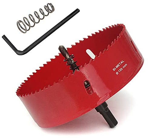 SagaSave 120mm M42 HSS Bimetall-Lochsäge, Lochöffner-Bohrer mit positiven Rechenzähnen für Metall, Holz, Eisen, Aluminium, Trockenbau, Rohr, Kunststoff, Faserplatten